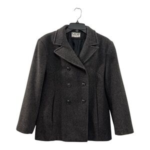 VTG Mario De Pinto S Gray Wool Blend Double Breasted Peacoat Blazer Jacket‎ USA